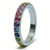 High Polish PVD 14K Gold 316L Stainless Steel &Multi-Color Zircon Band Ring