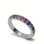 High Polish PVD 14K Gold 316L Stainless Steel &Multi-Color Zircon Band Ring