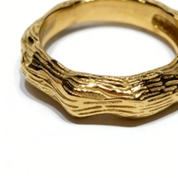High Polish PVD 18K Gold 316L Stainless Steel &Twisted Texture Ring