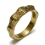 High Polish PVD 18K Gold 316L Stainless Steel &Twisted Texture Ring