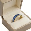 PVD 14K Gold &High Polish 316L Stainless Steel & Blue Zircon Band Ring