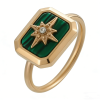 PVD 14K Gold High Polish 316L Stainless Steel & Malachite & Zircon Ring