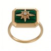 PVD 14K Gold High Polish 316L Stainless Steel & Malachite & Zircon Ring