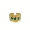 PVD 14K Gold High Polish 316L Stainless Steel & Synthetic Malachite Cuff Ring