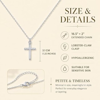 LemonRose Cross Necklace for Women, Dainty 14K Gold Plated Cross Pendant Necklace Women's Small Simple Cross Necklaces Religious Charm Jewelry Gifts