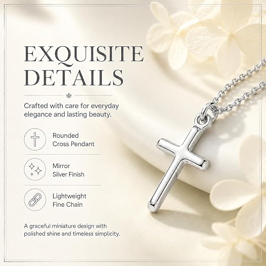 LemonRose Cross Necklace for Women, Dainty 14K Gold Plated Cross Pendant Necklace Women's Small Simple Cross Necklaces Religious Charm Jewelry Gifts