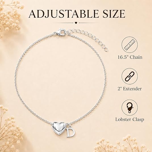 LemonRose Initial Necklaces for Women Dainty Gold/Silver Heart Letter A-Z Pendant Necklace Trendy Jewelry Heart Necklaces for Women Personalized Gift for Birthday Anniversary Graduation
