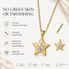 LemonRose 14K Gold Plated Star Necklace for Women - Non-Tarnish Stainless Steel Base Hypoallergenic Cubic Zirconia Pendant Jewelry for Everyday Wear and Travel - 16.5"+2" Extender