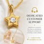 LemonRose 14K Gold Plated Star Necklace for Women - Non-Tarnish Stainless Steel Base Hypoallergenic Cubic Zirconia Pendant Jewelry for Everyday Wear and Travel - 16.5"+2" Extender