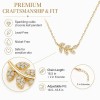 LemonRose Dainty Gold Pendant Necklaces for Women, 14K Gold Plated Stainless Steel CZ Leaf Necklace, Tarnish Resistant Everyday Layering Jewelry Gifts