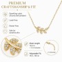 LemonRose Dainty Gold Pendant Necklaces for Women, 14K Gold Plated Stainless Steel CZ Leaf Necklace, Tarnish Resistant Everyday Layering Jewelry Gifts