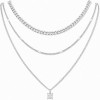 LemonRose Layered Gold Necklaces for Women - 14K Gold Plated Premium Stainless Steel 3 Piece Set, Dainty Cuban Choker & CZ Pendant Chain, Waterproof Everyday Jewelry Gift