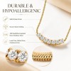 LemonRose 14K Gold Plated Cubic Zirconia Smile Necklace 19 in | 14K Gold Plated Stainless Steel, 5A Cubic Zirconia, Hypoallergenic, Secure Snake Chain, For Daily Wear And Gifts