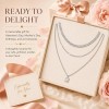 LemonRose Layered Gold Necklaces for Women - 14K Gold Plated Premium Stainless Steel 3 Piece Set, Dainty Cuban Choker & CZ Pendant Chain, Waterproof Everyday Jewelry Gift
