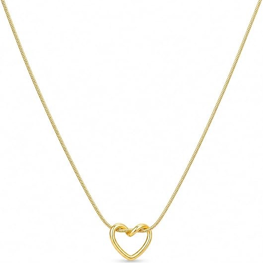 LemonRose Dainty Gold Heart Necklace for Women 14k Gold Plated Heart Pendant Choker Necklaces Small Gold Love Open Heart Chain Necklace for Women Simple Gold Necklace for Women Trendy Jewelry Gifts