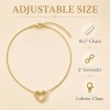 LemonRose Dainty Gold Heart Necklace for Women 14k Gold Plated Heart Pendant Choker Necklaces Small Gold Love Open Heart Chain Necklace for Women Simple Gold Necklace for Women Trendy Jewelry Gifts