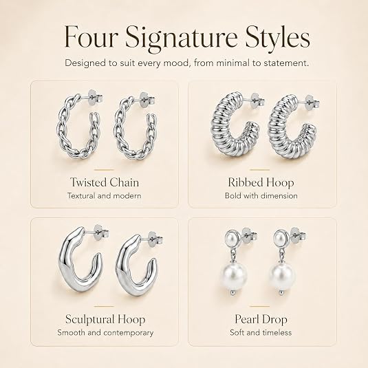 LemonRose Hoop Earrings for Women, Hypoallergenic Gold/Silver Hoops Stacks for Multiple Piercings, Dainty Cute Mini Lightweight Cartilage Studs Trendy Jewelry Gift