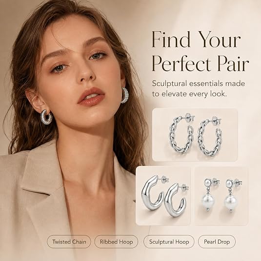 LemonRose Hoop Earrings for Women, Hypoallergenic Gold/Silver Hoops Stacks for Multiple Piercings, Dainty Cute Mini Lightweight Cartilage Studs Trendy Jewelry Gift